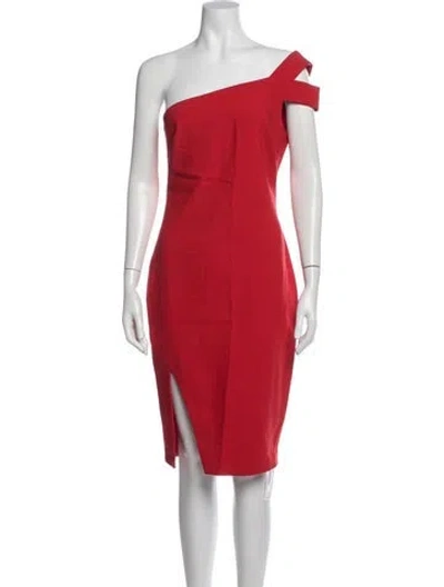 Pre-owned Likely One-shoulder Knee-length Dress In Red