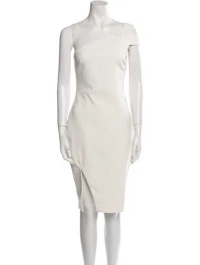 Pre-owned Likely One-shoulder Knee-length Dress In White