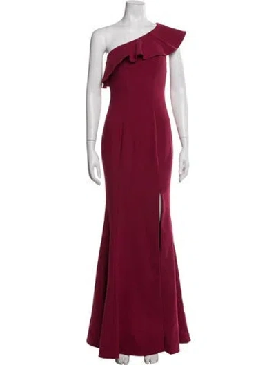 Pre-owned Likely One-shoulder Long Dress In Burgundy