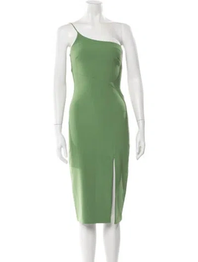 Pre-owned Likely One-shoulder Midi Length Dress In Green