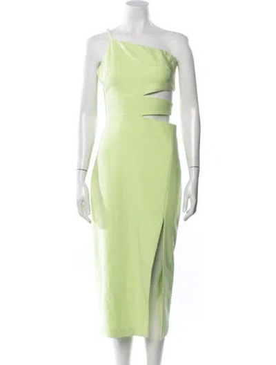 Pre-owned Likely One-shoulder Midi Length Dress In Green