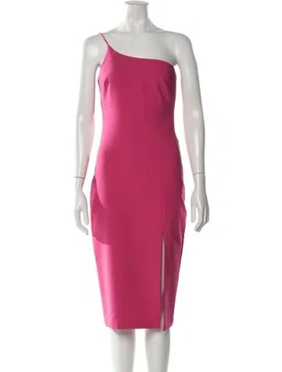 Pre-owned Likely One-shoulder Midi Length Dress In Pink