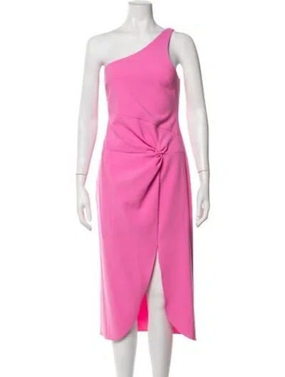 Pre-owned Likely One-shoulder Midi Length Dress In Pink