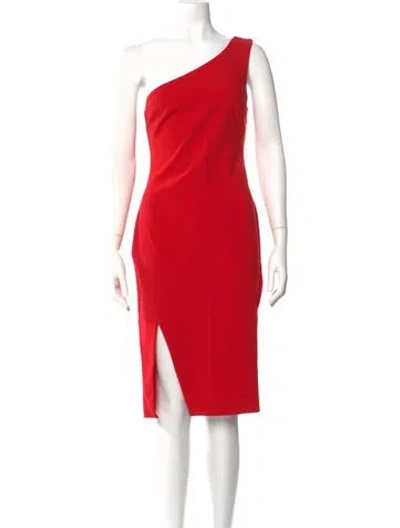 Pre-owned Likely One-shoulder Midi Length Dress In Red