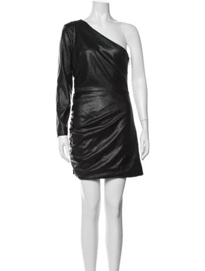 Pre-owned Likely One-shoulder Mini Dress In Black