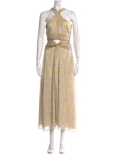 Pre-owned Likely Paisley Print Long Dress In Yellow
