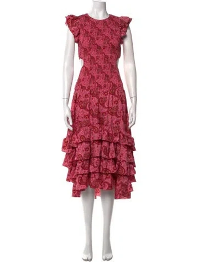Pre-owned Likely Paisley Print Midi Length Dress In Pink