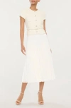 Likely Pamela Pleated Mixed Media Midi Dress In White