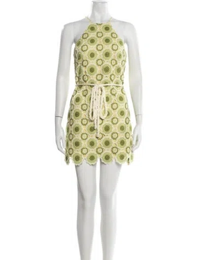 Pre-owned Likely Patterned Mini Dress In Green