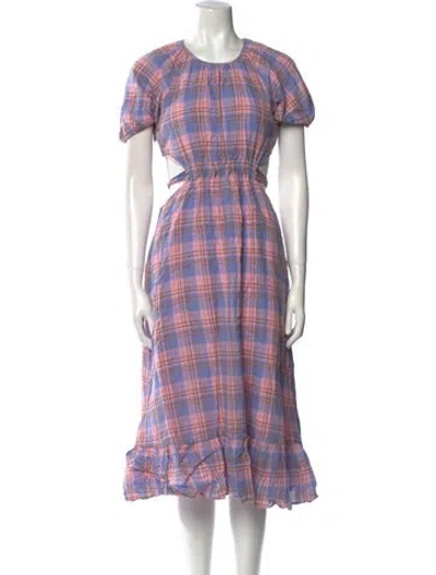 Pre-owned Likely Plaid Print Midi Length Dress In Multi