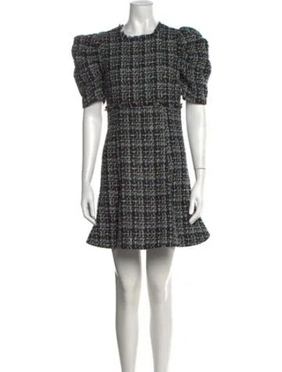 Pre-owned Likely Plaid Print Mini Dress In Black/white