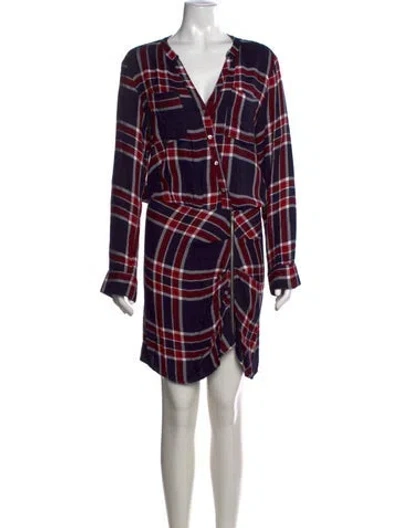 Pre-owned Likely Plaid Print Mini Dress In Blue