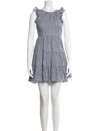 Pre-owned Likely Plaid Print Mini Dress In Blue
