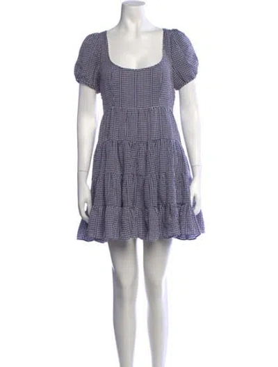 Pre-owned Likely Plaid Print Mini Dress In Blue