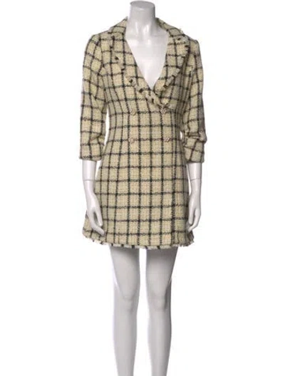 Pre-owned Likely Plaid Print Mini Dress W/ Tags In Yellow