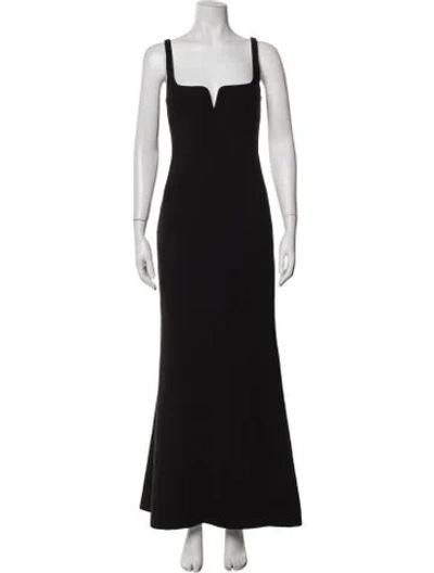 Pre-owned Likely Plunge Neckline Long Dress In Black