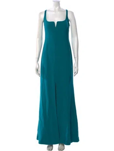 Pre-owned Likely Plunge Neckline Long Dress In Green
