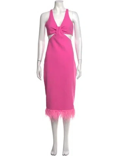Pre-owned Likely Plunge Neckline Midi Length Dress In Pink