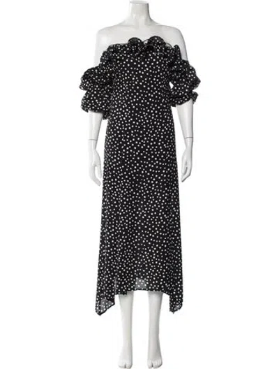 Pre-owned Likely Polka Dot Print Long Dress In Black