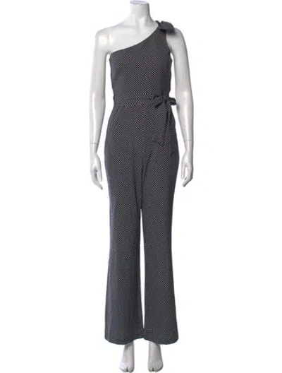 Pre-owned Likely Polka Dot Print One-shoulder Jumpsuit In Black