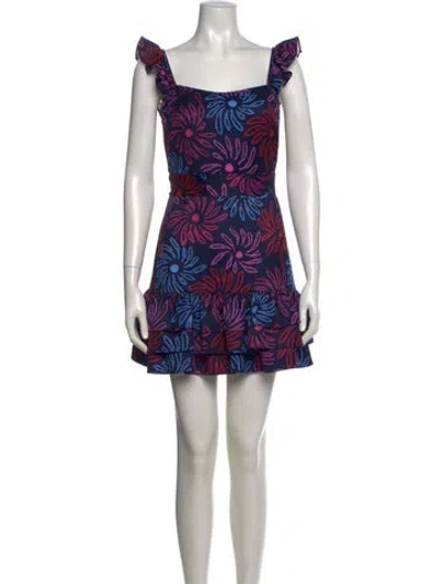 Pre-owned Likely Printed Mini Dress In Blue