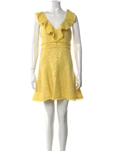 Pre-owned Likely Printed Mini Dress In Yellow