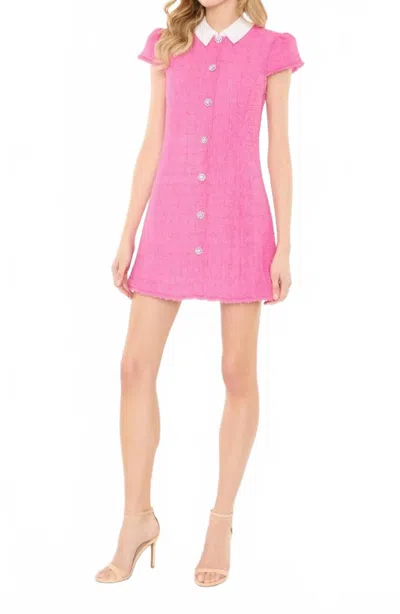 Likely Riello Collared Tweed Mini Dress In Pink
