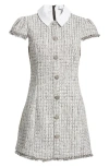 Likely Riello Tweed Button Up Minidress In Grey Multi