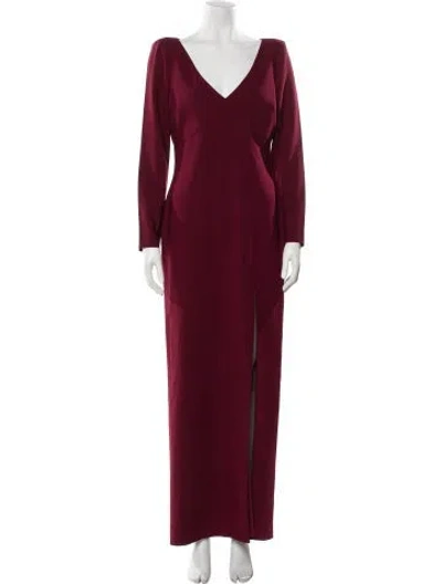 Pre-owned Likely Satin Long Dress In Burgundy