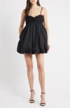 Likely Serefina Mixed Media Bubble Minidress In Black