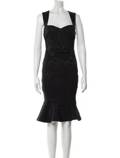 Pre-owned Likely Square Neckline Knee-length Dress In Black