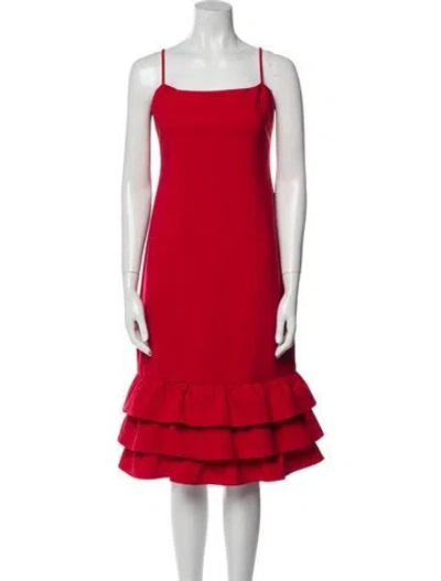 Pre-owned Likely Square Neckline Knee-length Dress In Red