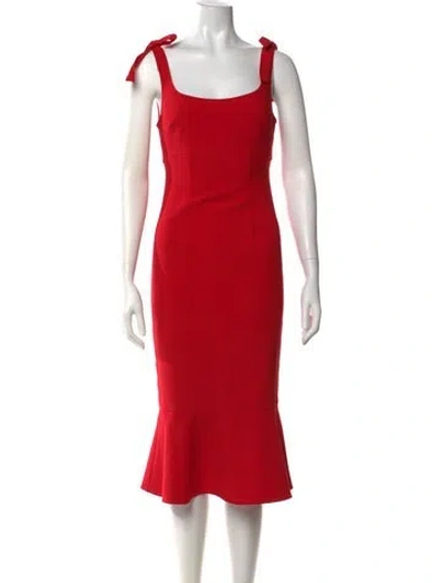 Pre-owned Likely Square Neckline Knee-length Dress In Red