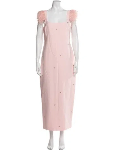 Pre-owned Likely Square Neckline Long Dress In Pink