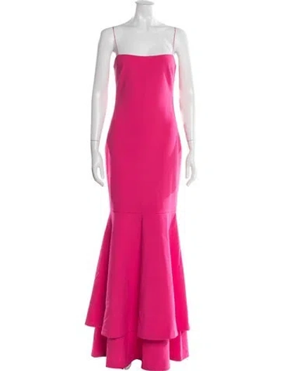 Pre-owned Likely Square Neckline Long Dress In Pink