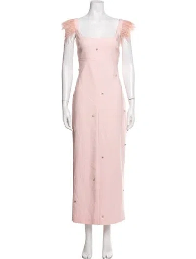 Pre-owned Likely Square Neckline Long Dress In Pink