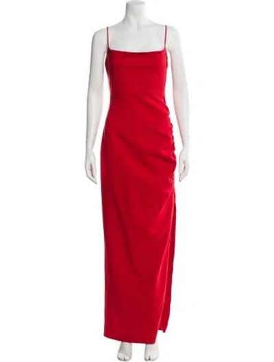Pre-owned Likely Square Neckline Long Dress In Red