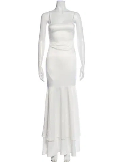 Pre-owned Likely Square Neckline Long Dress In White