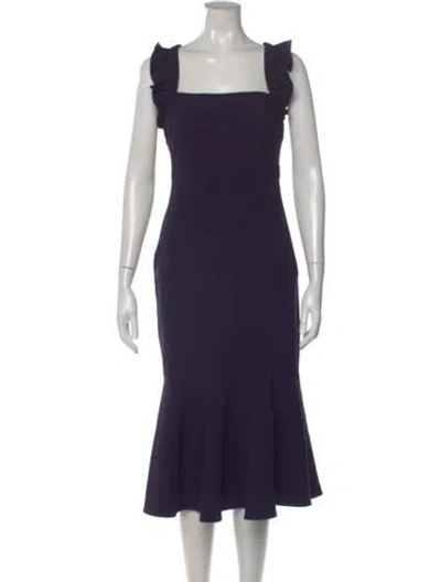 Pre-owned Likely Square Neckline Midi Length Dress In Blue