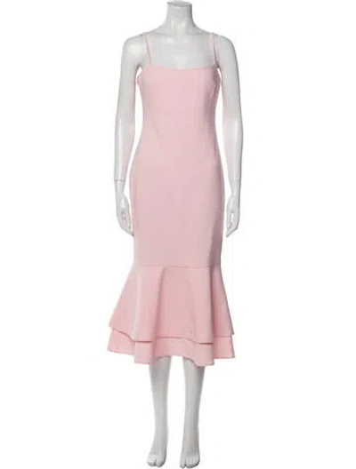 Pre-owned Likely Square Neckline Midi Length Dress In Pink