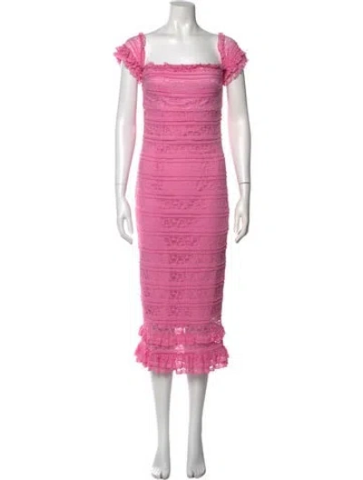 Pre-owned Likely Square Neckline Midi Length Dress In Pink