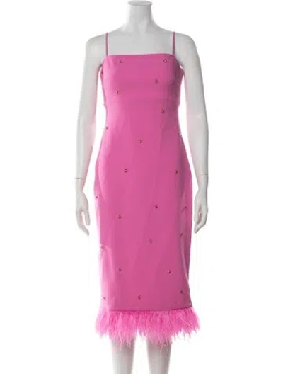 Pre-owned Likely Square Neckline Midi Length Dress In Pink