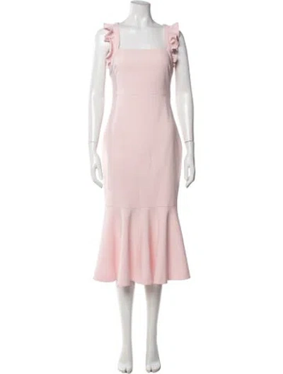 Pre-owned Likely Square Neckline Midi Length Dress In Pink