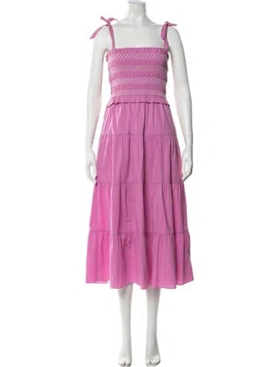 Pre-owned Likely Square Neckline Midi Length Dress In Purple