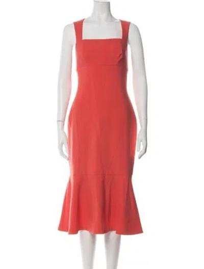 Pre-owned Likely Square Neckline Midi Length Dress W/ Tags In Orange