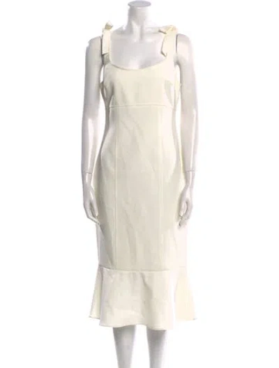 Pre-owned Likely Square Neckline Midi Length Dress In White