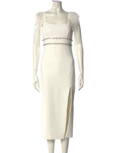 Pre-owned Likely Square Neckline Midi Length Dress In White