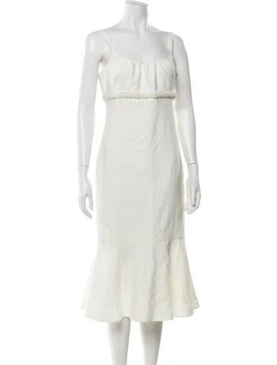 Pre-owned Likely Square Neckline Midi Length Dress In White