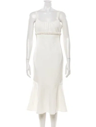Pre-owned Likely Square Neckline Midi Length Dress In White
