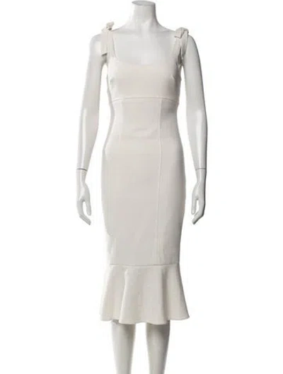 Pre-owned Likely Square Neckline Midi Length Dress In White